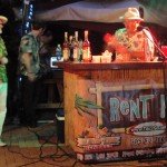George Jenkins makes his drink, The Rain Barrel, while emcee Jeff "Beachbum" Berry looks on.