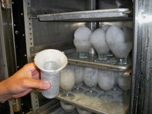 Ice molds and other frozen glassware is kept in a special freezer in The Mai-Kai's kitchen service bar. Ice molds and other frozen glassware is kept in a special freezer in The Mai-Kai's kitchen service bar.