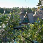 A bird's-eye view of Walt Disney World's Enchanted Tiki Room from atop the Swiss Family Treehouse in Adventureland (November 2011).