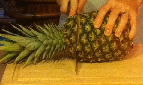 Step 2: Behead the pineapple