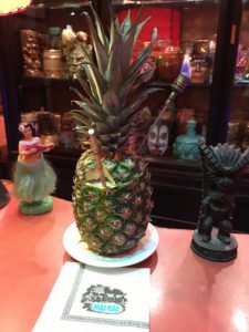 Piña Passion tribute by The Atomic Grog, September 2019. Flaming Tiki swizzle stick by Grider Adventure Art. (Photo by Hurricane Hayward)