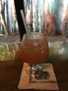 The Black Magic is served in The Molokai bar in October 2016. It's not really raining. That's The Mai-Kai's special windows that simulate a calming tropical downpour. (Photo by Hurricane Hayward)