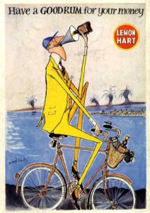 A classic mid-century Lemon Hart ad by acclaimed British artist Ronald Searle.
