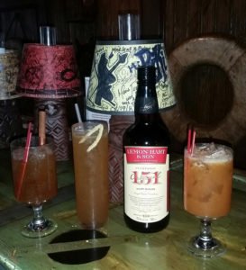 Cocktails featuring Lemon Hart 151 Demerara rum at The Mai-Kai. (Atomic Grog photo, April 2018)