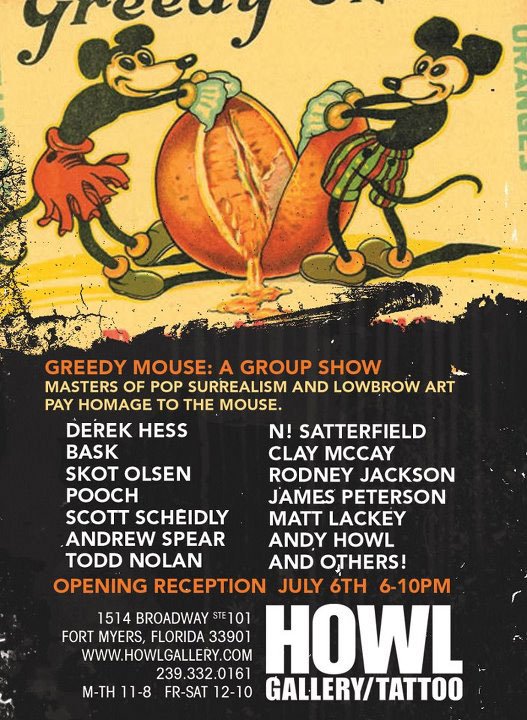Greedy Mouse Group Show at Howl Art Gallery and Tattoo Studio in Fort Myers