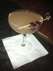 The Papa Double is a daiquiri based on Ernest Hemingway's favorite drink, garnished with two brandied cherries.