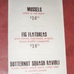 The menu specials from July 28, 2012.