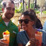 Luau guests Keith Kocka and Chanelle Fitzgerald get in the Mahaloween spirit with the Zombie Head Punch