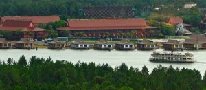 Work continues on the bungalows over the water on the shores of Seven Seas Lagoon