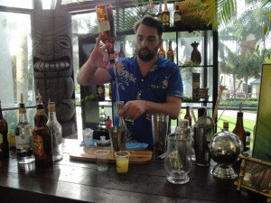 Sponsor Rhum Barbancourt offered tastings of its distinctive rums, plus four special cocktails mixed up daily in a tropical-themed booth. (Atomic Grog photo)