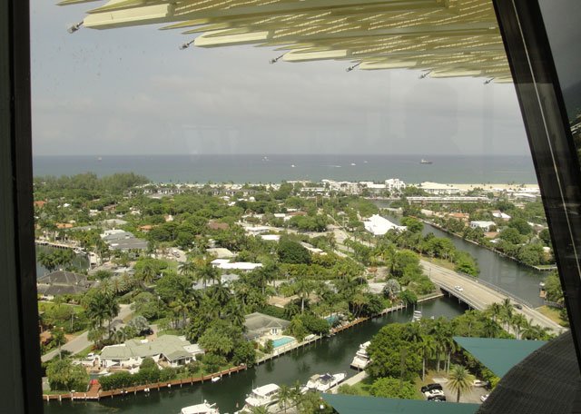 The 17th-floor lounge offers a panoramic view of Fort Lauderdale Beach