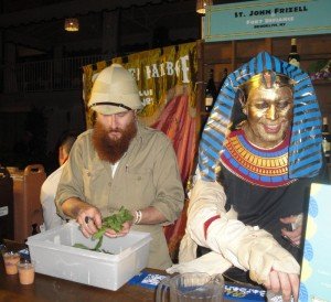 St. John Frizell (right) and Tyler Caffall of Fort Defiance in Brooklyn get into the spirit of the festivities as they prepare the Body Snatcher cocktail.