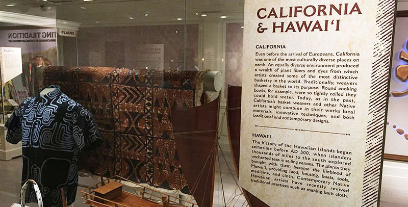 The Hawaii and California display spotlights one of seven geographic regions of Native American art, both historical and modern, in the American Heritage Gallery at Epcot. (Photo by Hurricane Hayward)
