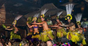 The Hukilau's villagers enjoy Mai-Kai's Polynesian Islander Revue in June 2018. (Photo by Heather McKean)