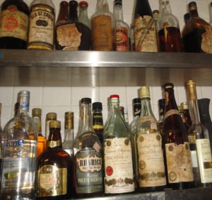 Vintage rums on the upper shelves in The Mai-Kai's back service bar, January 2016. (Photo by Hurricane Hayward)
