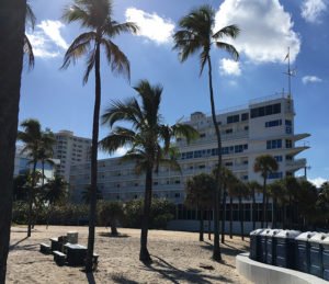 A view of the B Ocean Resort from Fort Lauderdale's public beach in January 2020