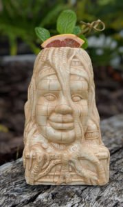 The Kon Tiki's Forbidden Ruins mug, designed by Trader Brandon and produced by Munktiki, is based on the faces of the Khmer temple in Cambodia