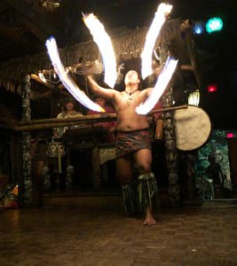 A performer in The Mai-Kai's Polynesian Islander Revue is captured during The Hukilau 2019. The revue is the longest-running authentic South Seas stage show in the United States, including Hawaii. (Photo by Jim Neumayer)
