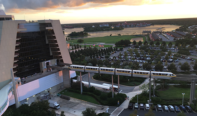 The monorail emerges from Disney's Contemporary Resort