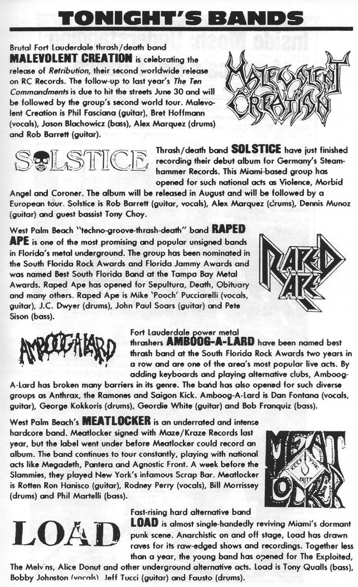 1992 South Florida Slammie Awards